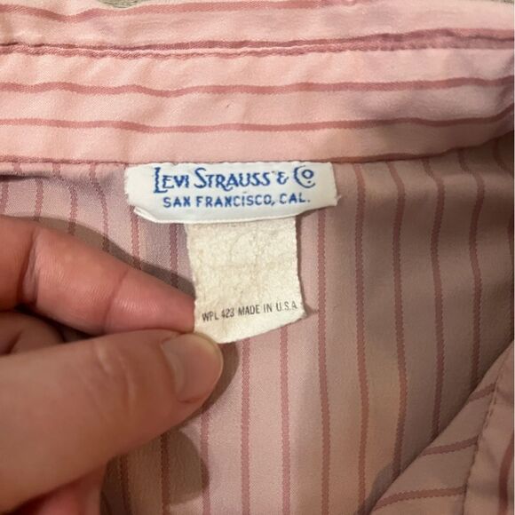 Levi Strauss Vintage Secretary Blouse Pink Semi Sheer No Size Tag - Picture 4 of 7